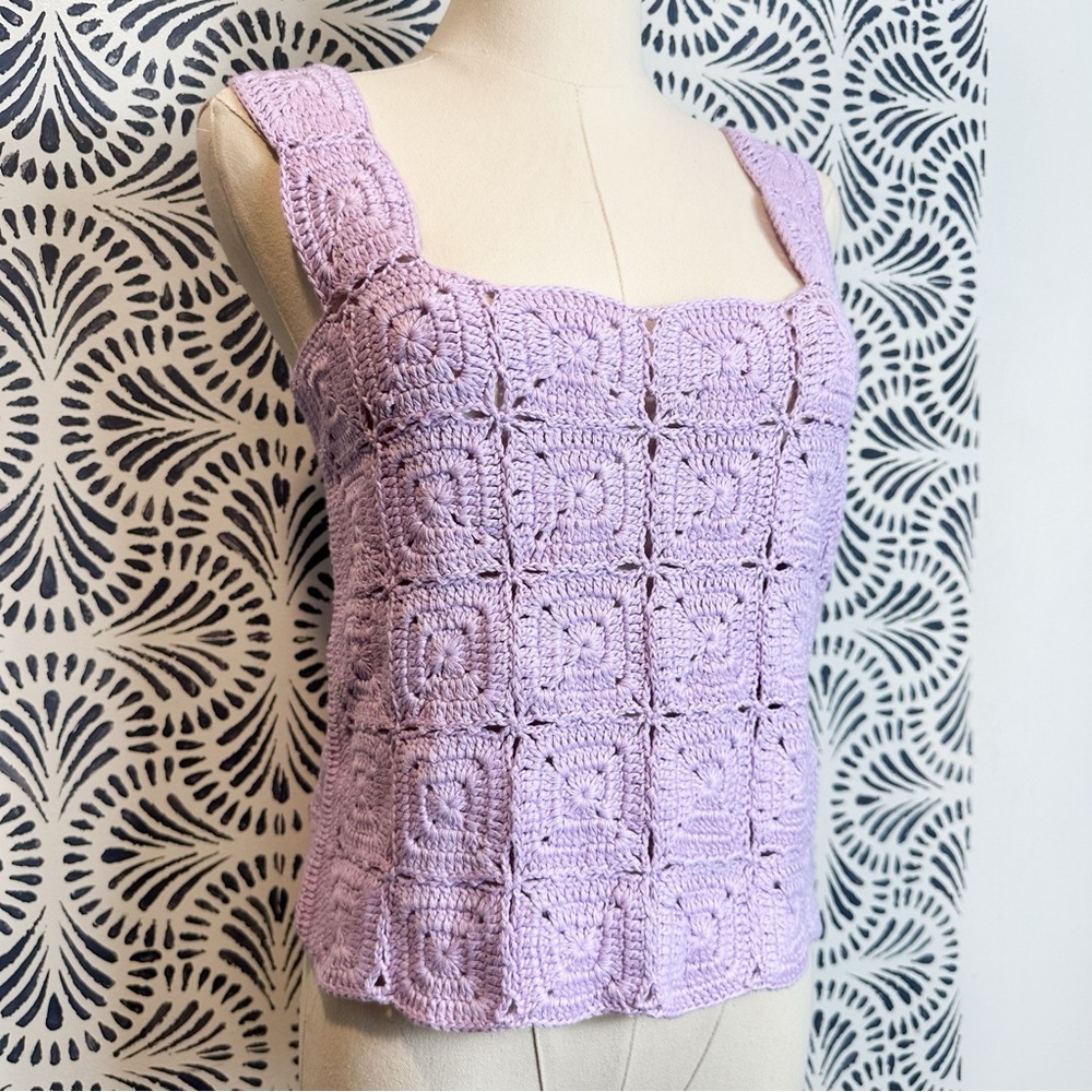 Tuckernuck Hyacinth House Lilac Crochet Cory Knit Tank Top
